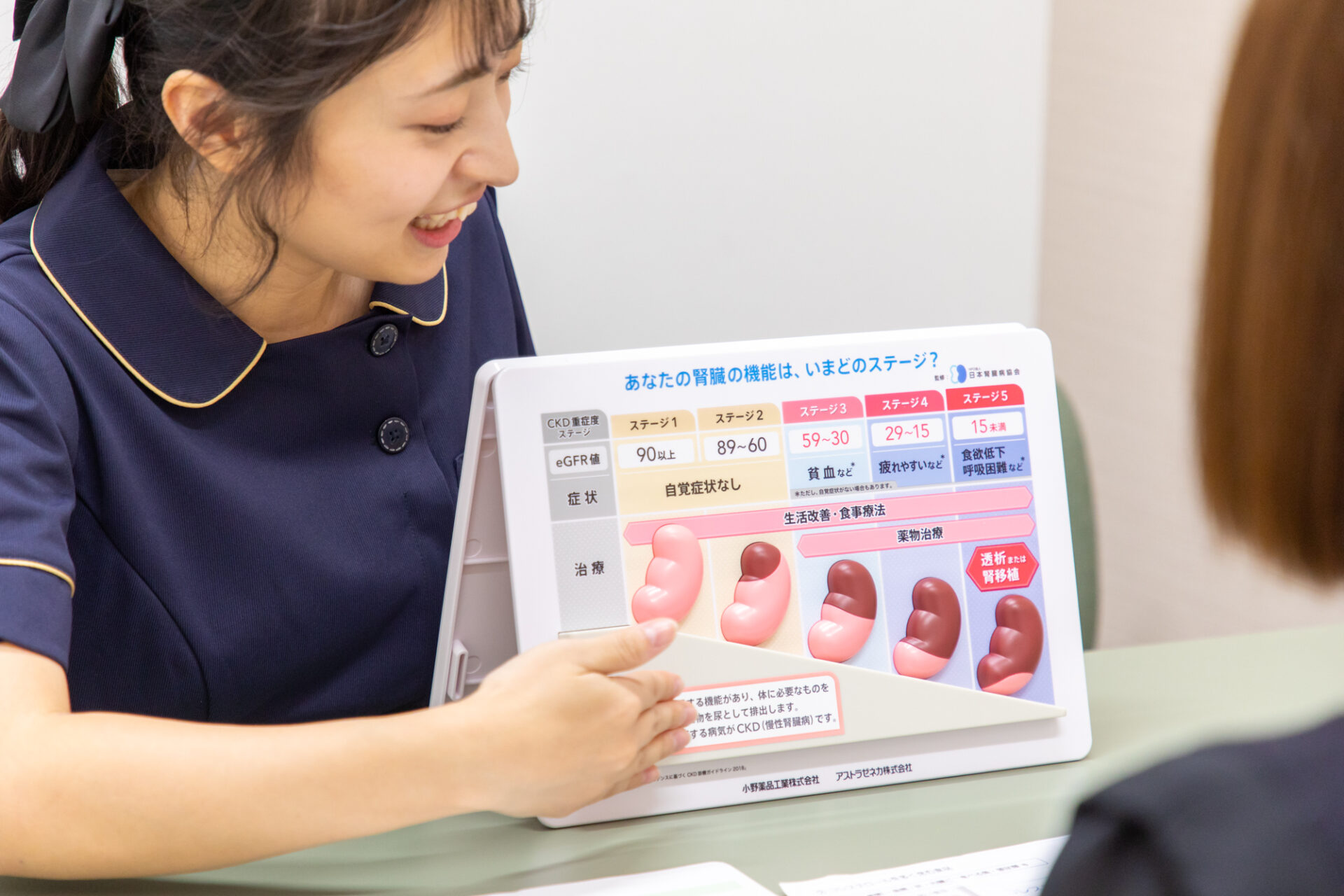 慢性腎臓病について説明する管理栄養士